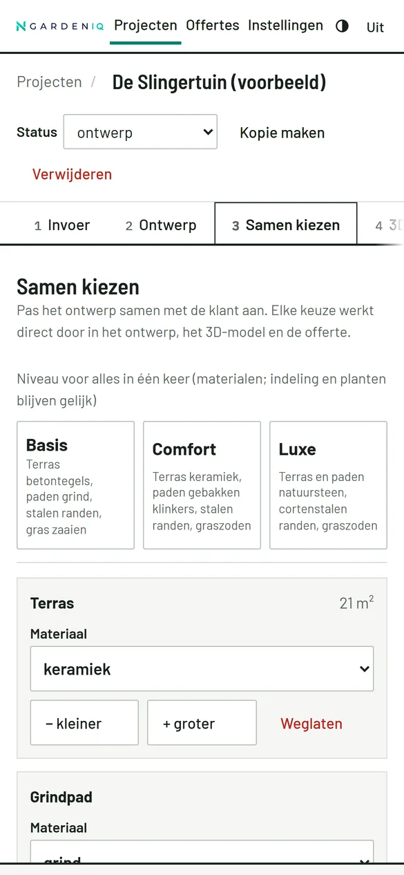 Samen kiezen in GardenIQ op een telefoon