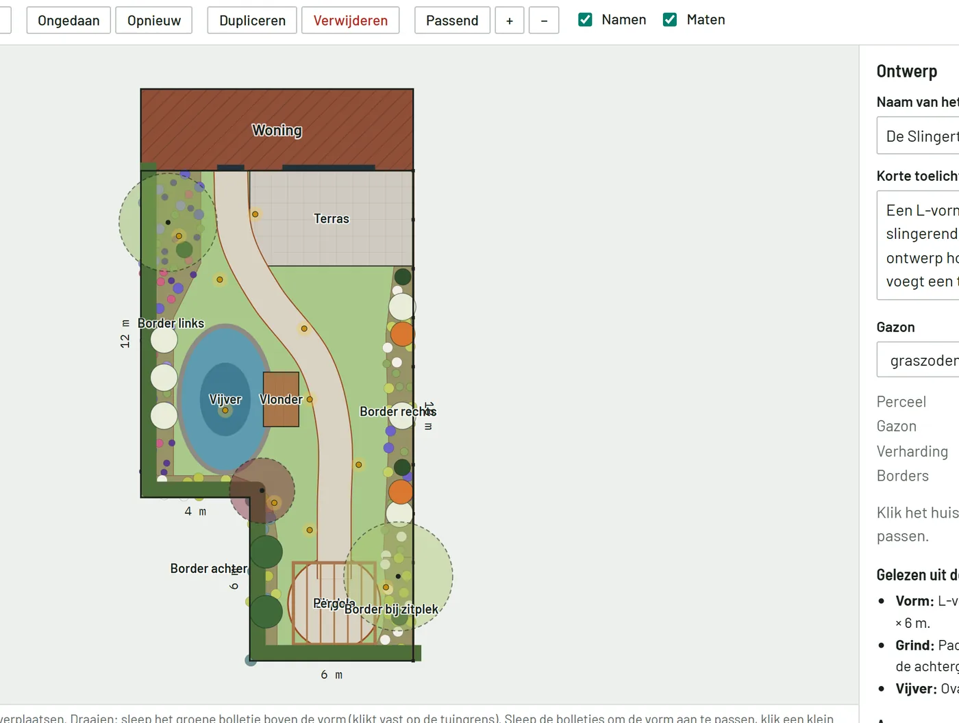 De plattegrond-editor van GardenIQ