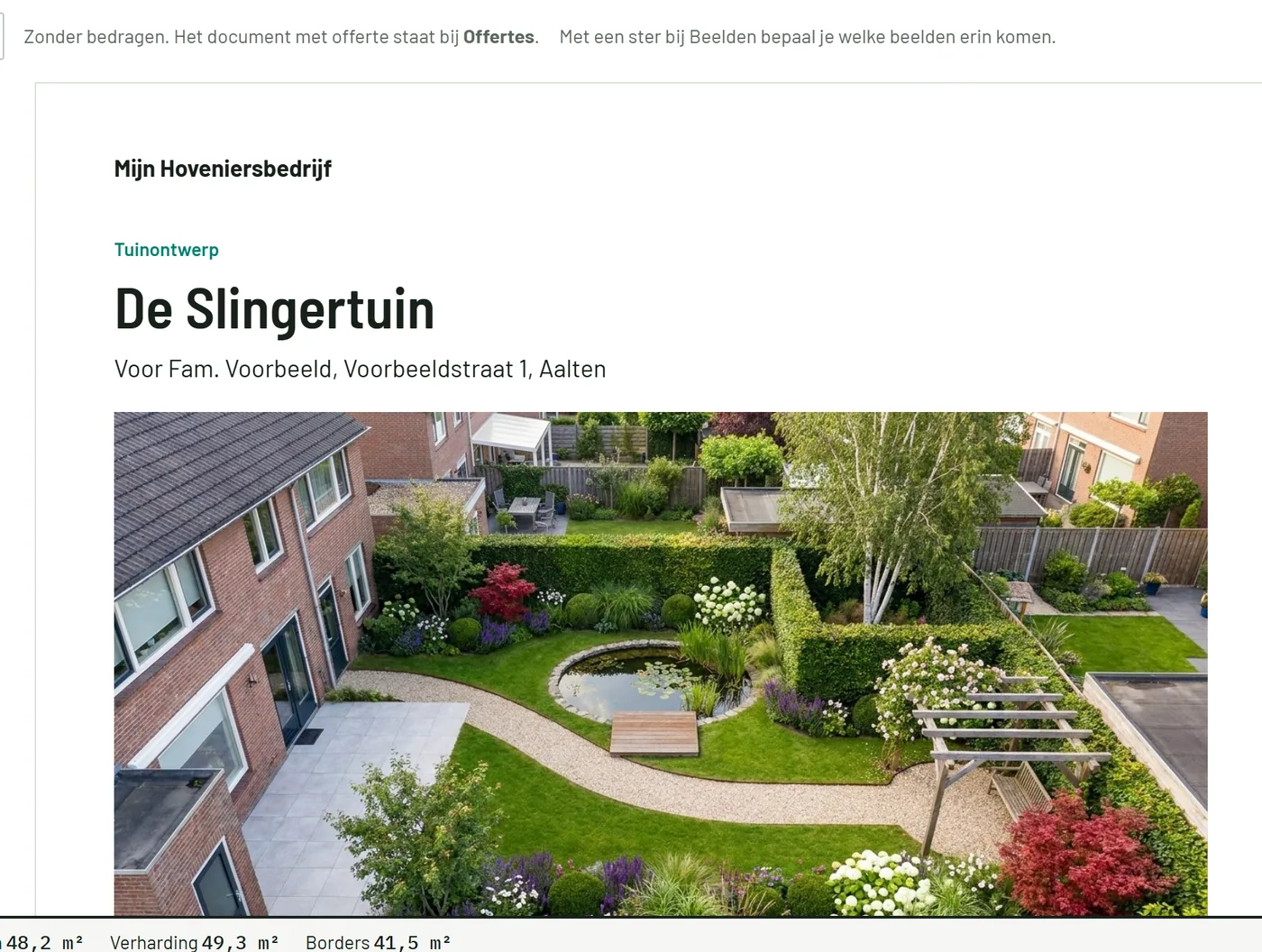 De presentatie voor de klant in GardenIQ